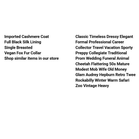 Vtg Imported Cashmere Coat Heavy Full Black Silk Lining Mob Wife Old Money - Picture 2 of 6